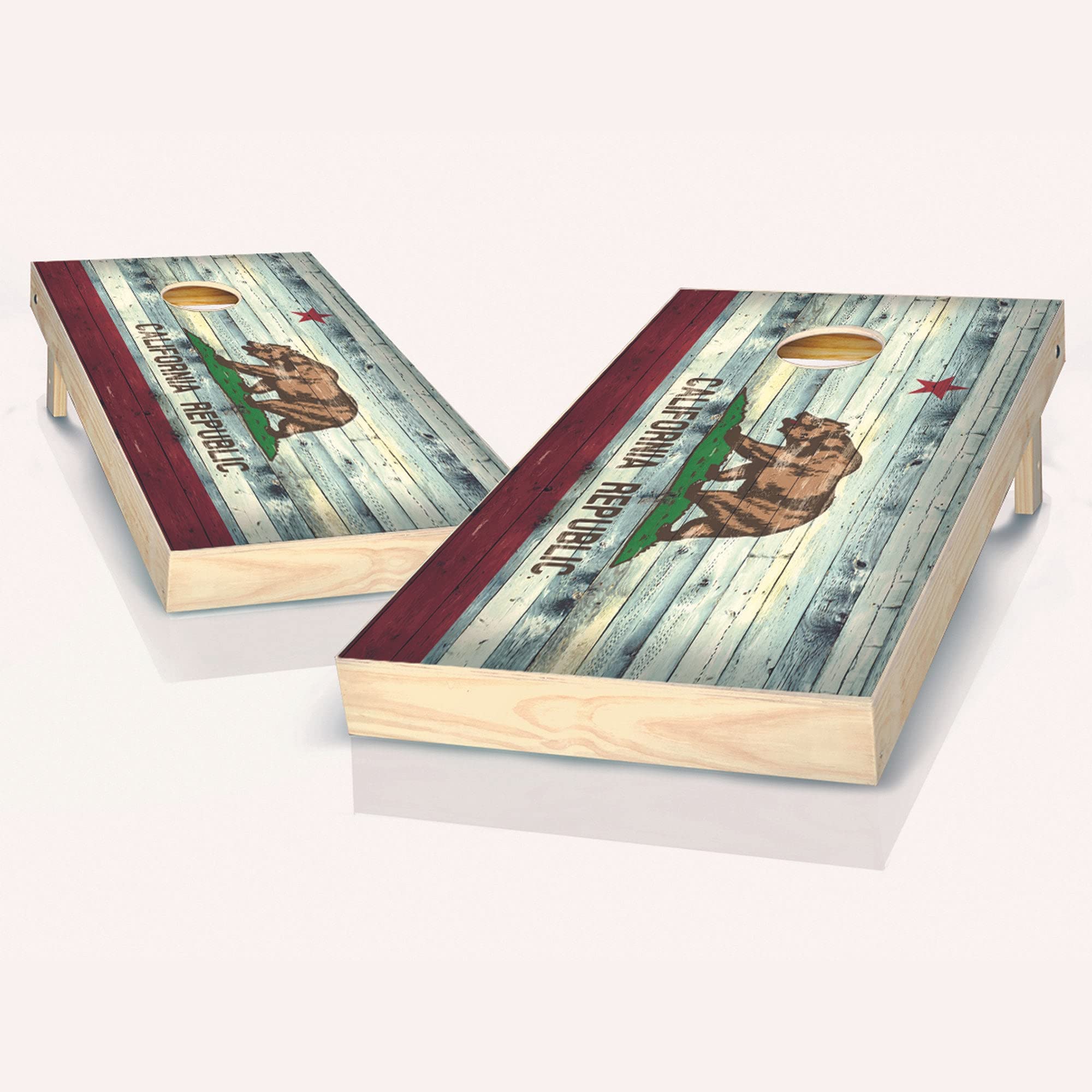 California Distressed State Flag Cornhole Boards Set - Includes 2 Boards & 8 Bags - Perfect for Backyard BBQs, Tailgating, and Outdoor Parties