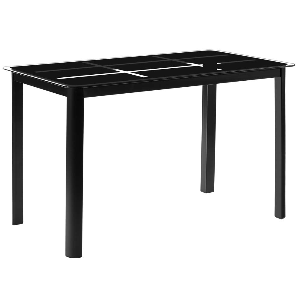 Modern Black Dining Table Set - Small Kitchen & Dining Room Table with Clear Rectangle Design - Perfect for Apartments, Small Spaces & Cozy Breakfast Nooks