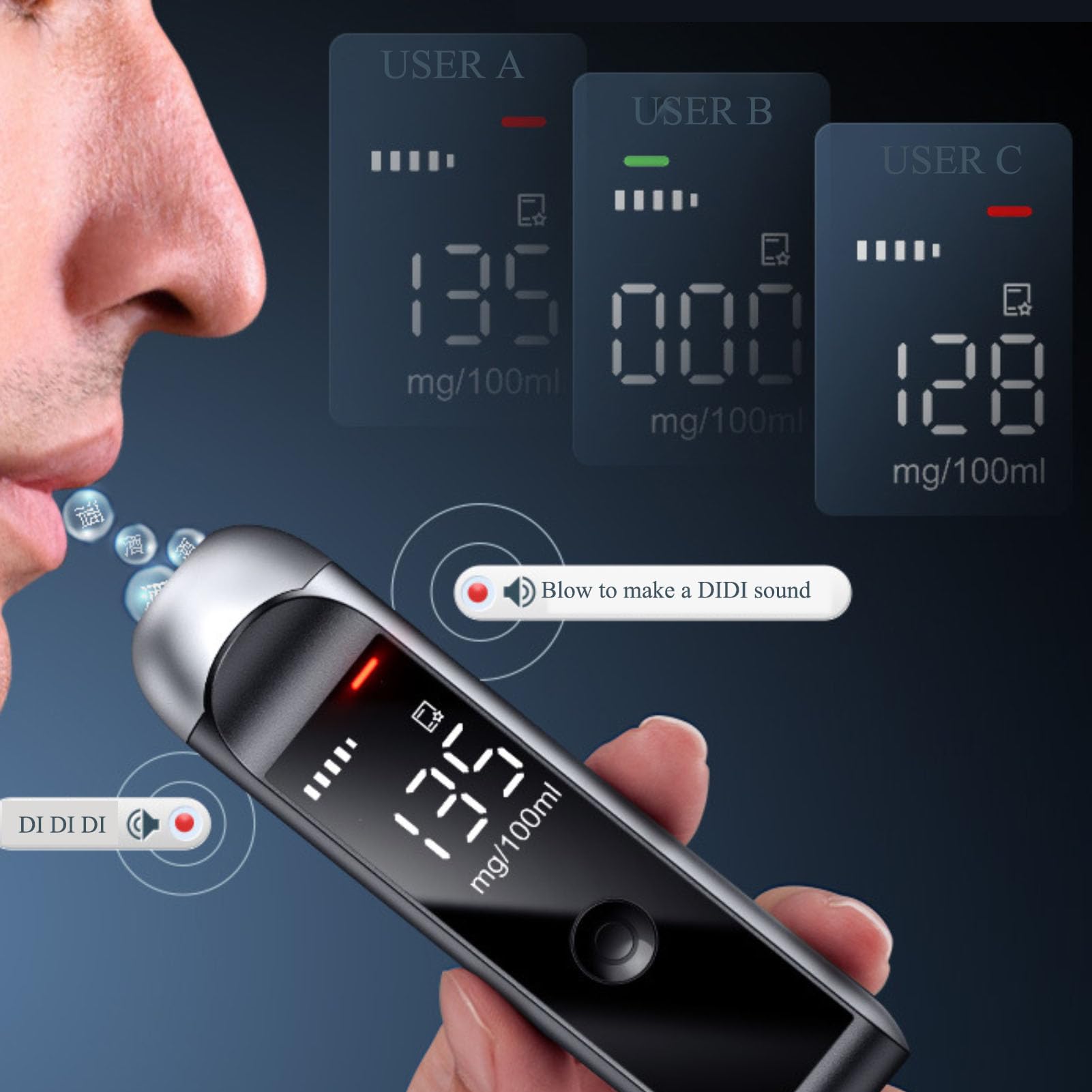 Portable Breathalyzer - DOT & NHTSA Approved Personal & Professional Alcohol Tester with LCD Display | For Home, Office, and Road Safety Use