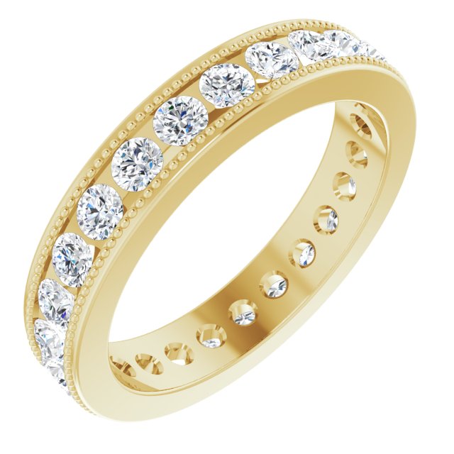 1.50 Carat Round Diamond Eternity Wedding Band with Milgrain Detailing - Perfect for Anniversary Gifts & Bridal Jewelry