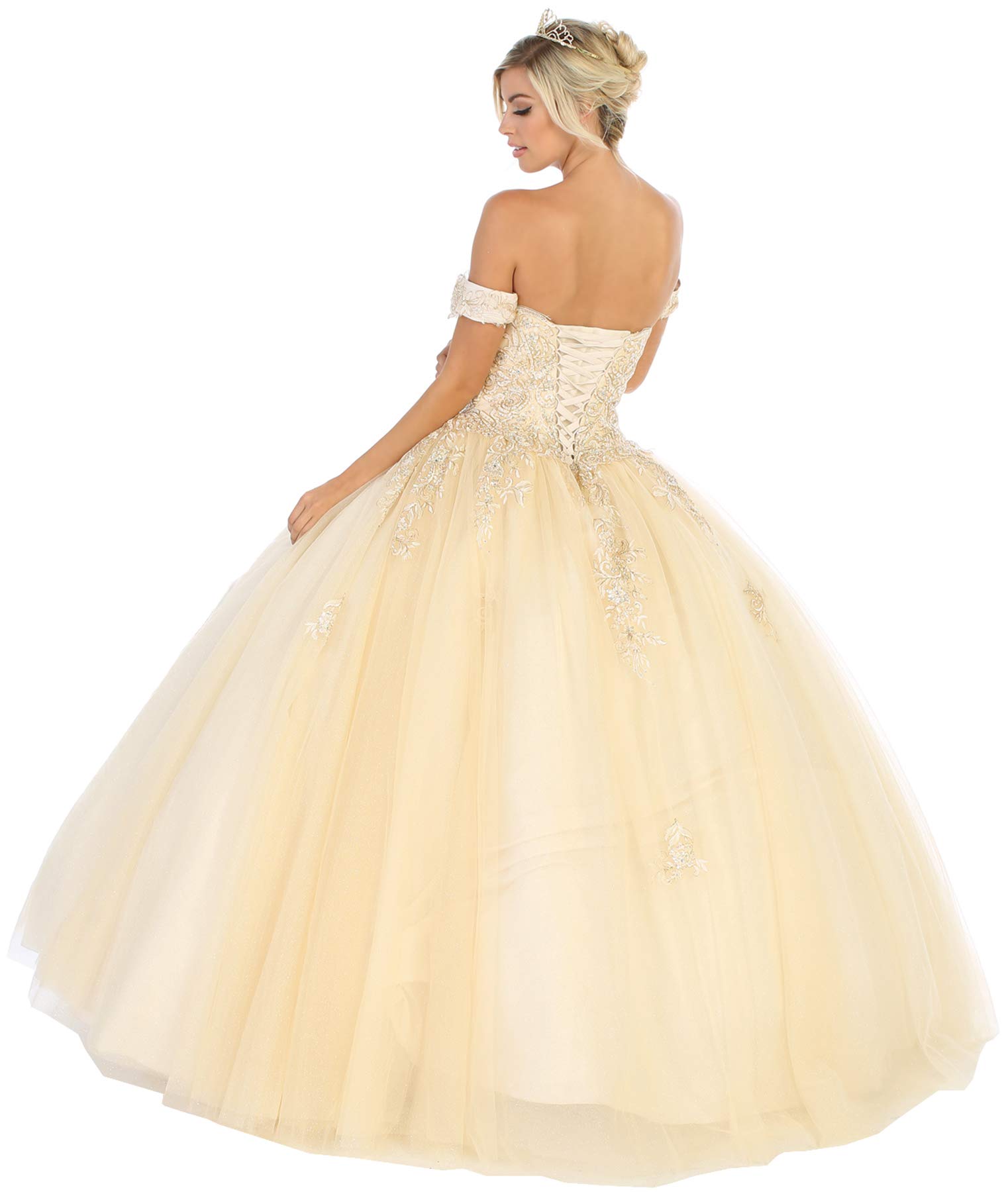 FDS129 Elegant Off Shoulder Quinceanera Ball Gown Dress for Sweet 16, Prom, and Formal Events - Perfect for Dances, Parties, and Special Occasions