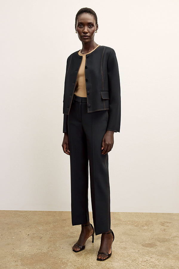 Sella Pant Luxe Wool Pants for Women - Black/Light Saddle Color - Premium Comfort & Style for Office, Travel & Casual Wear