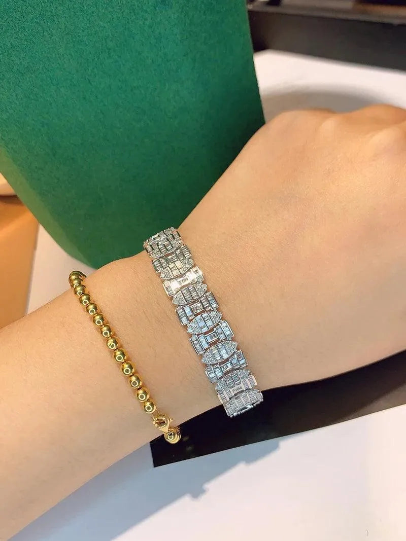 18K White Gold Diamond Bracelet for Women - 5.0 Carat Real Natural Diamonds, Luxury Shiny Design, Elegant Party Jewelry | Perfect for Weddings, Anniversaries & Special Occasions