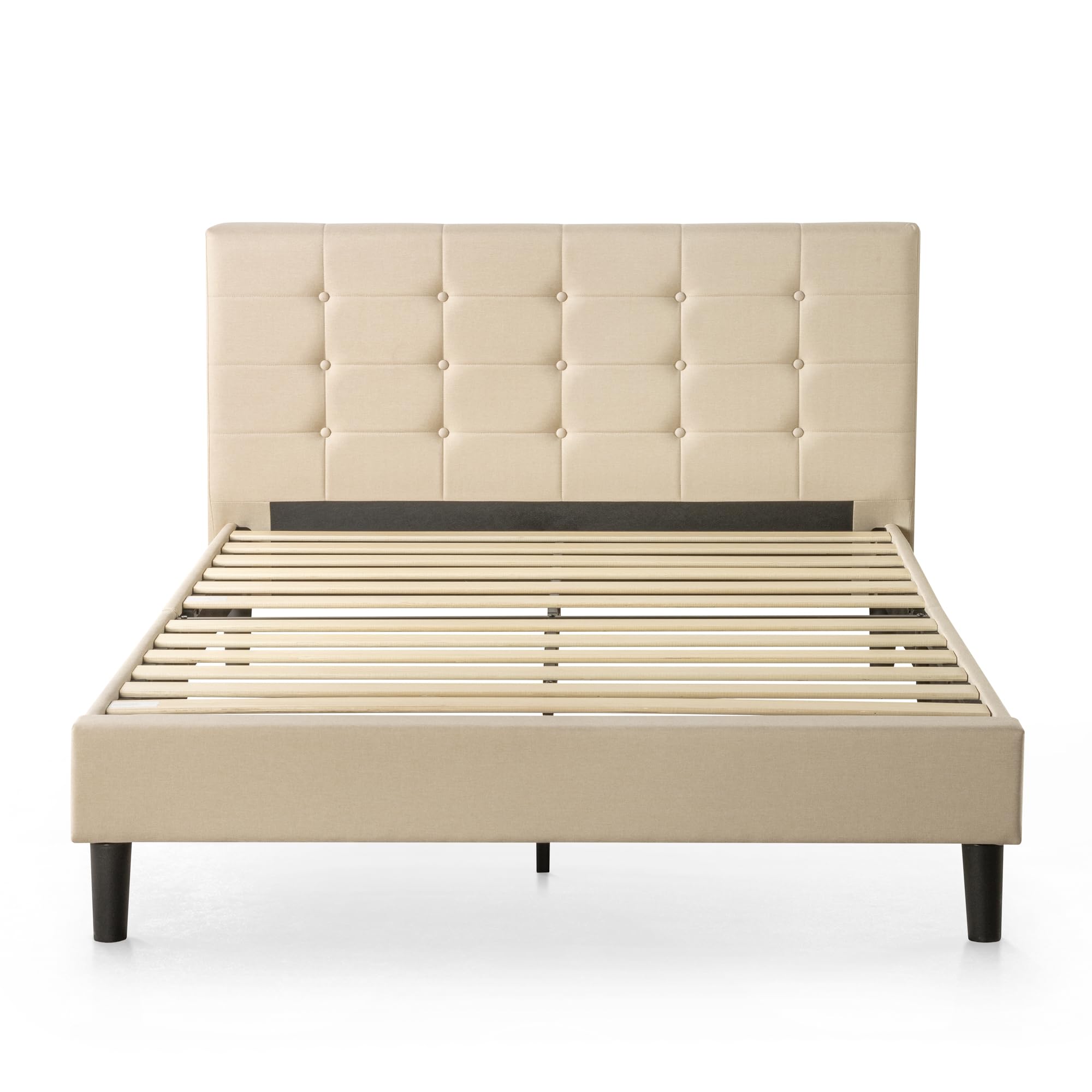ZINUS Ibidun Full Size Upholstered Platform Bed Frame with Wood Slat Support - No Box Spring Needed - Easy Assembly - Beige - Perfect for Modern Bedrooms, Guest Rooms & Small Spaces