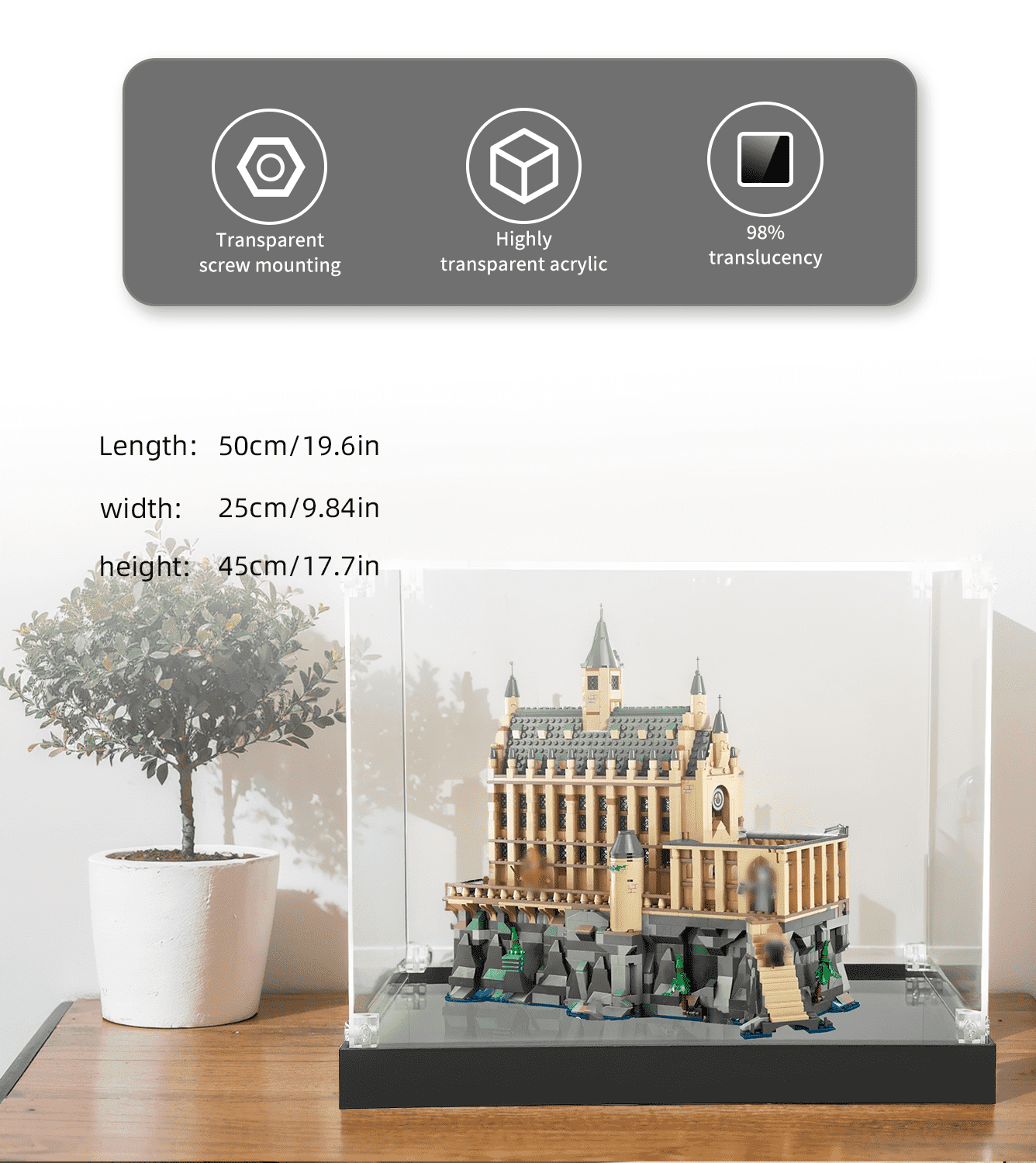 LEGO Harry Potter Hogwarts Castle: The Great Hall 76435 Display Case - Premium Acrylic Protector for Collectible Building Sets - Perfect for Showcasing & Protecting Your LEGO Collection at Home or Office