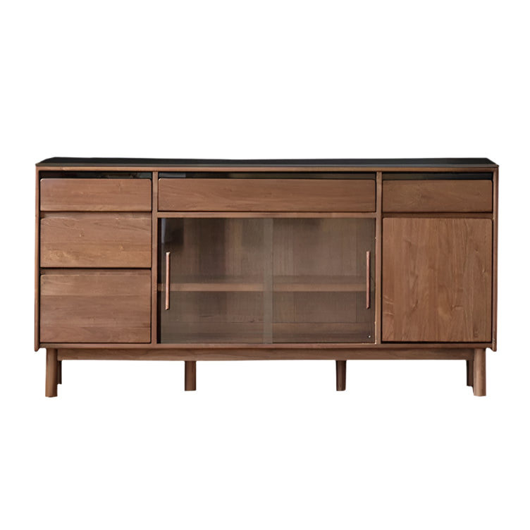 71.0x15.9x35.9 inch / 180.4x40.4x91.2 cm / Rich Dark Walnut Color / pure black rock board sideboard