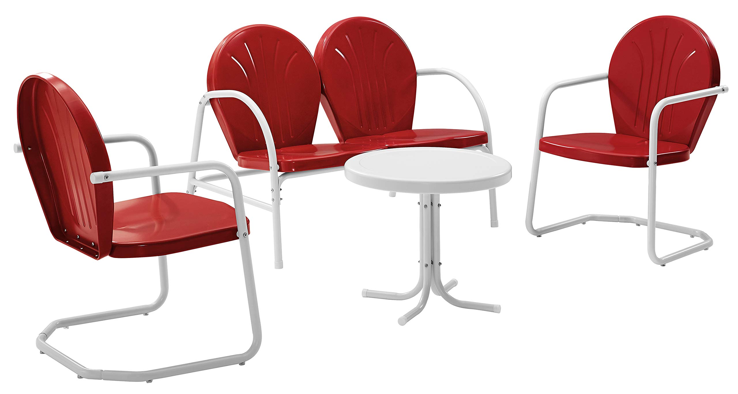Crosley Griffith 4-Piece Outdoor Metal Patio Furniture Set with Coffee Table, Loveseat and 2 Chairs - Red | Perfect for Backyard, Garden, Poolside or Deck Relaxation