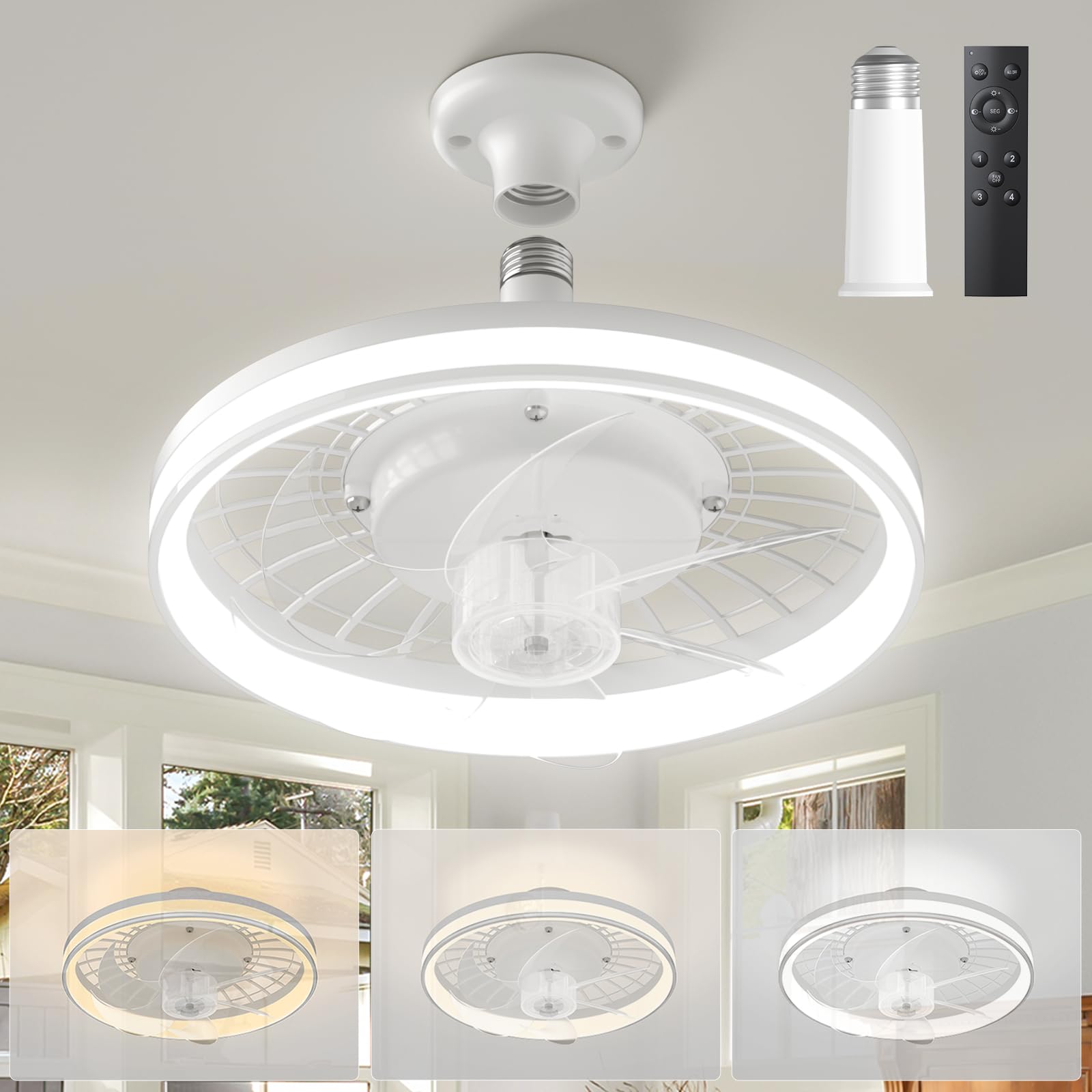 Smart LED Ceiling Fan Light with Remote Control - 13