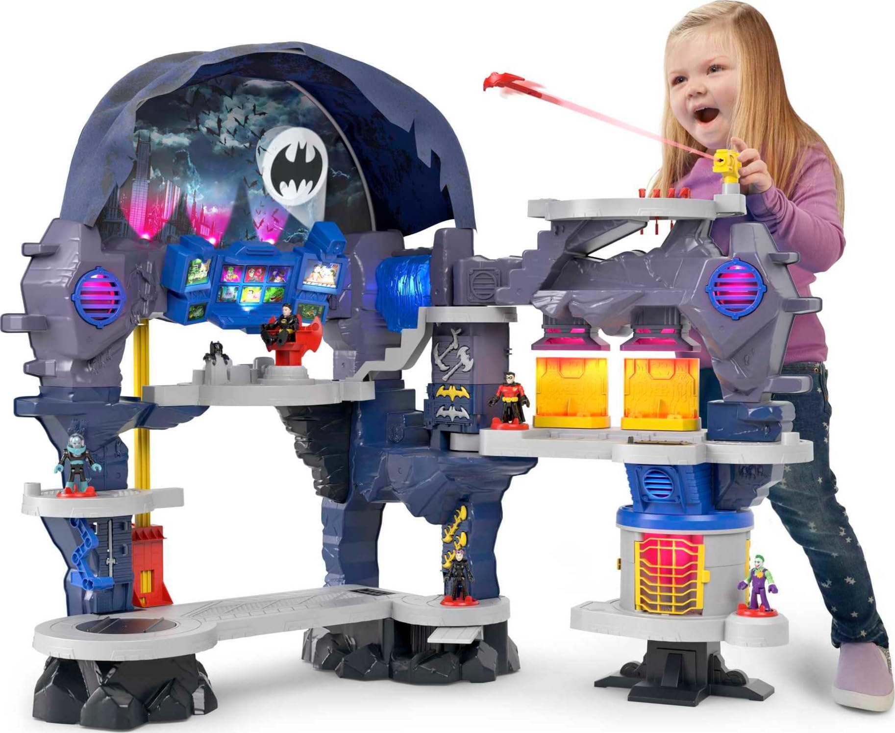 Fisher-Price Imaginext DC Super Friends Batman Toy Super Surround Batcave Playset with Lights, Sounds & Phrases – Interactive Action Figure Playset for Kids Ages 3+ (33 x 42 Inches) – Perfect for Superhero Role Play & Imaginative Playtime