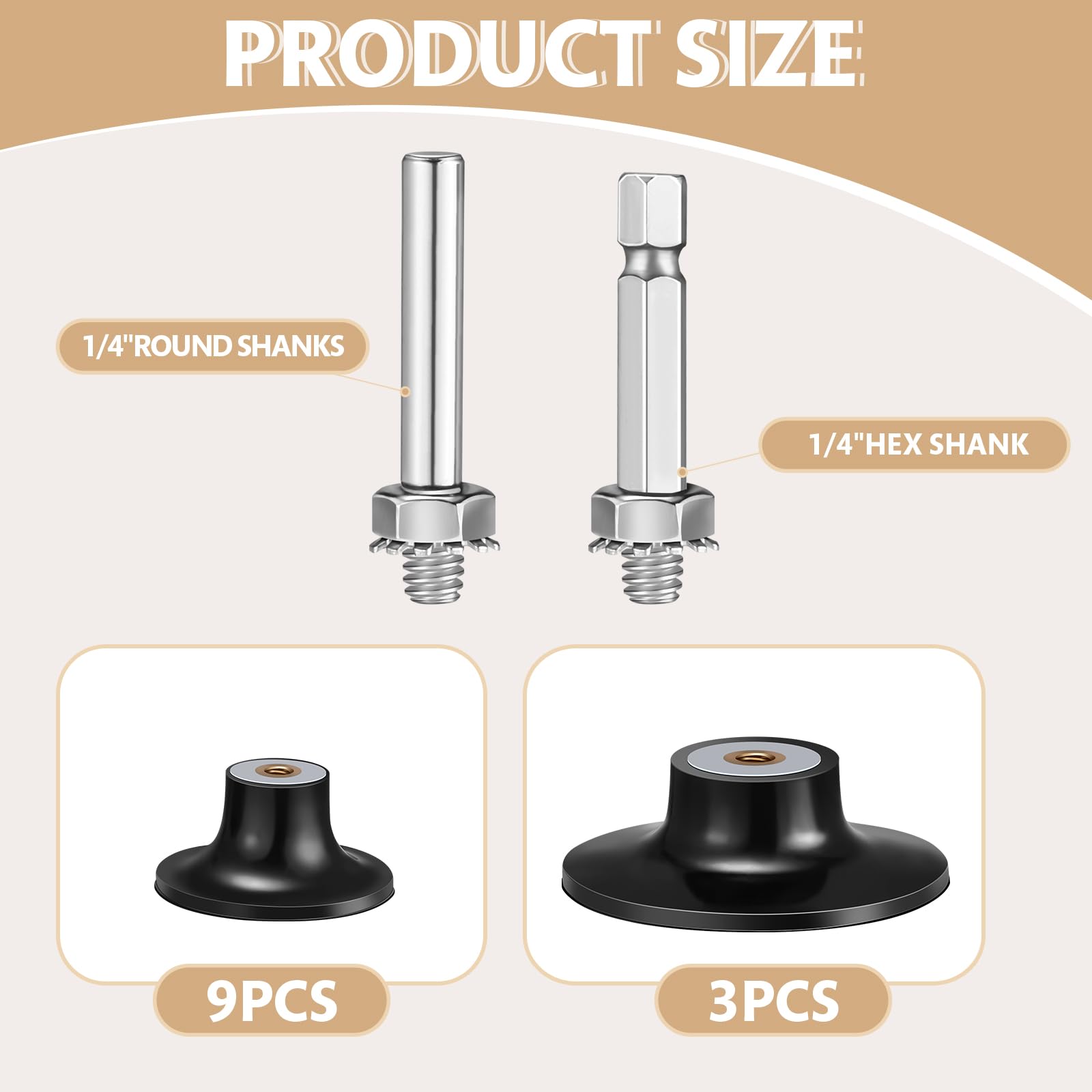 12-Piece Sanding Disc Holder Set for Die Grinder - 2 & 3 Inch with 1/4