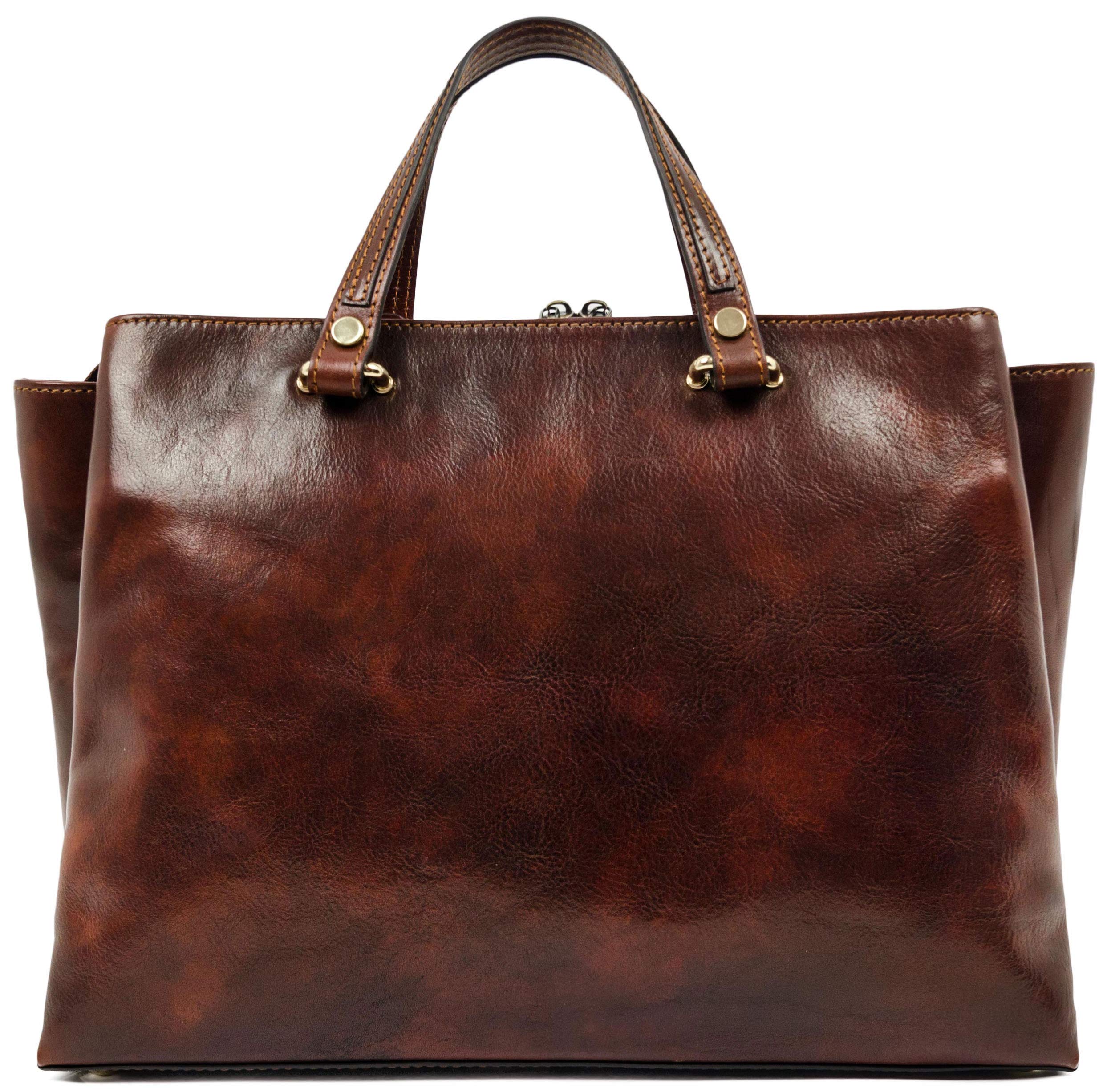 Premium Italian Handmade Leather Handbag for Women - Timeless Cowhide Top Handle Purse - Elegant Ladies Shopper Bag for Work, Travel & Everyday Use