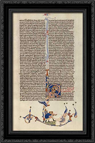 13th Century Italian Abbey Bible Page Art Print - 26x40 Black Ornate Framed Canvas - Medieval Religious Decor for Home, Church & Office