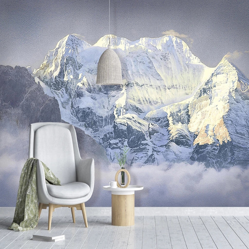 Snowy Alps Wallpaper - Stunning 4-Season Mountain Scenery Wall Decals for Living Room, Bedroom & Office Decor