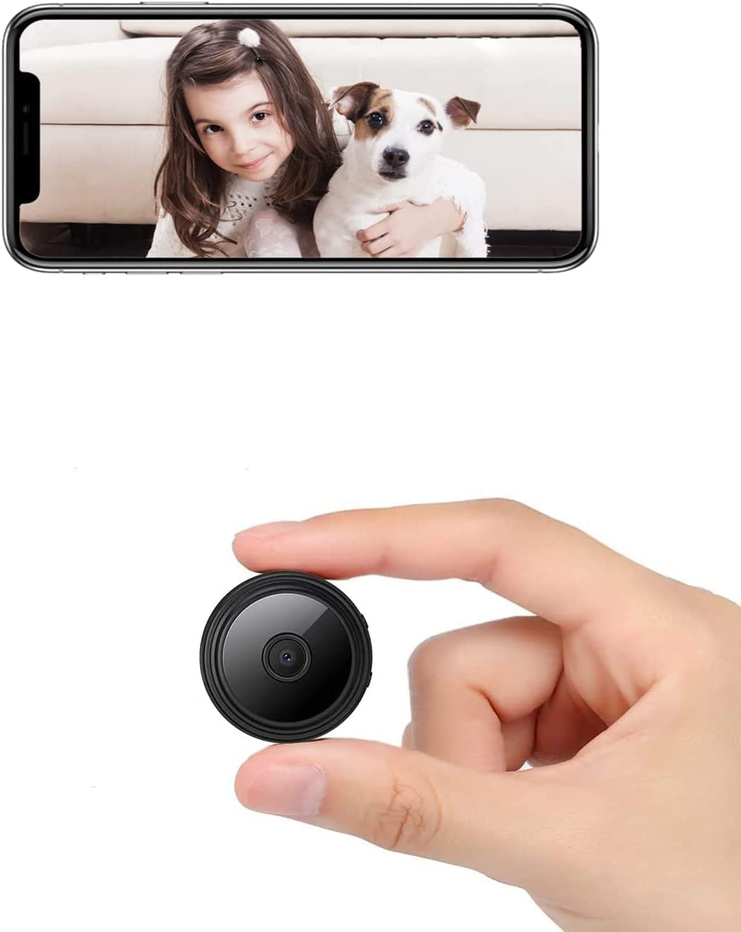 Mini Spy Camera Hidden Camera - Wireless WiFi 1080P HD with Night Vision & Motion Detection - Home Security Camera for Nanny, Pet, Baby Monitoring - Indoor/Outdoor Surveillance for Office, Nursery, Living Room