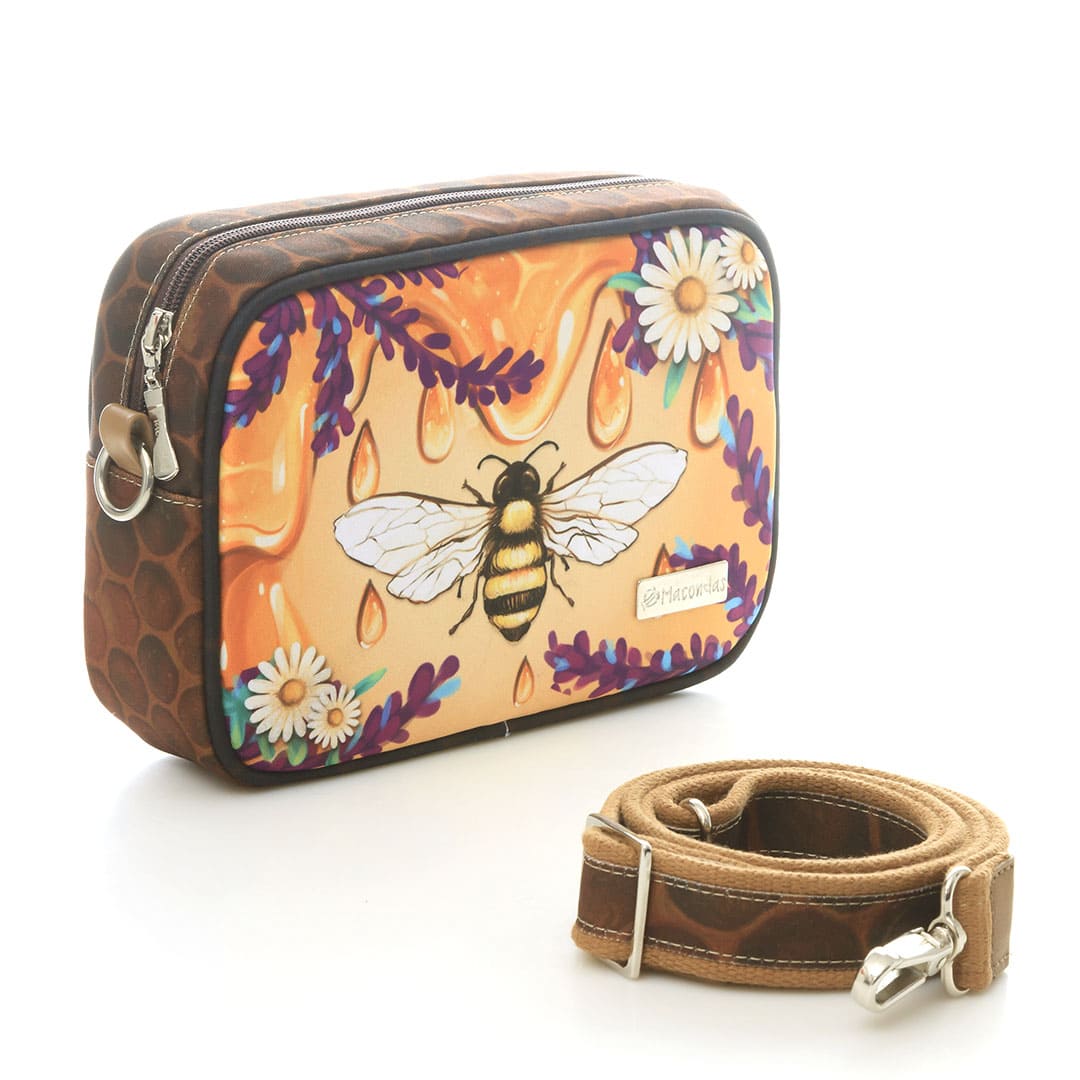 Honey Bee Crossbody Bag for Women - Hands-Free Purse with Adjustable Strap - Cute Bee Print Fashion Accessory for Daily Use, Shopping, and Travel