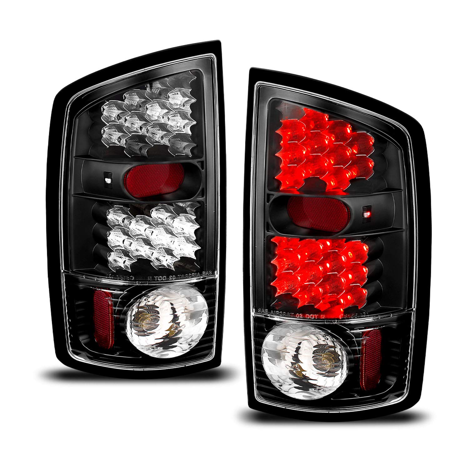 AmeriLite Black LED Tail Lights for Dodge Ram - Left & Right Side Pair - Durable, Bright & Waterproof - Perfect for Night Driving & Off-Road Adventures