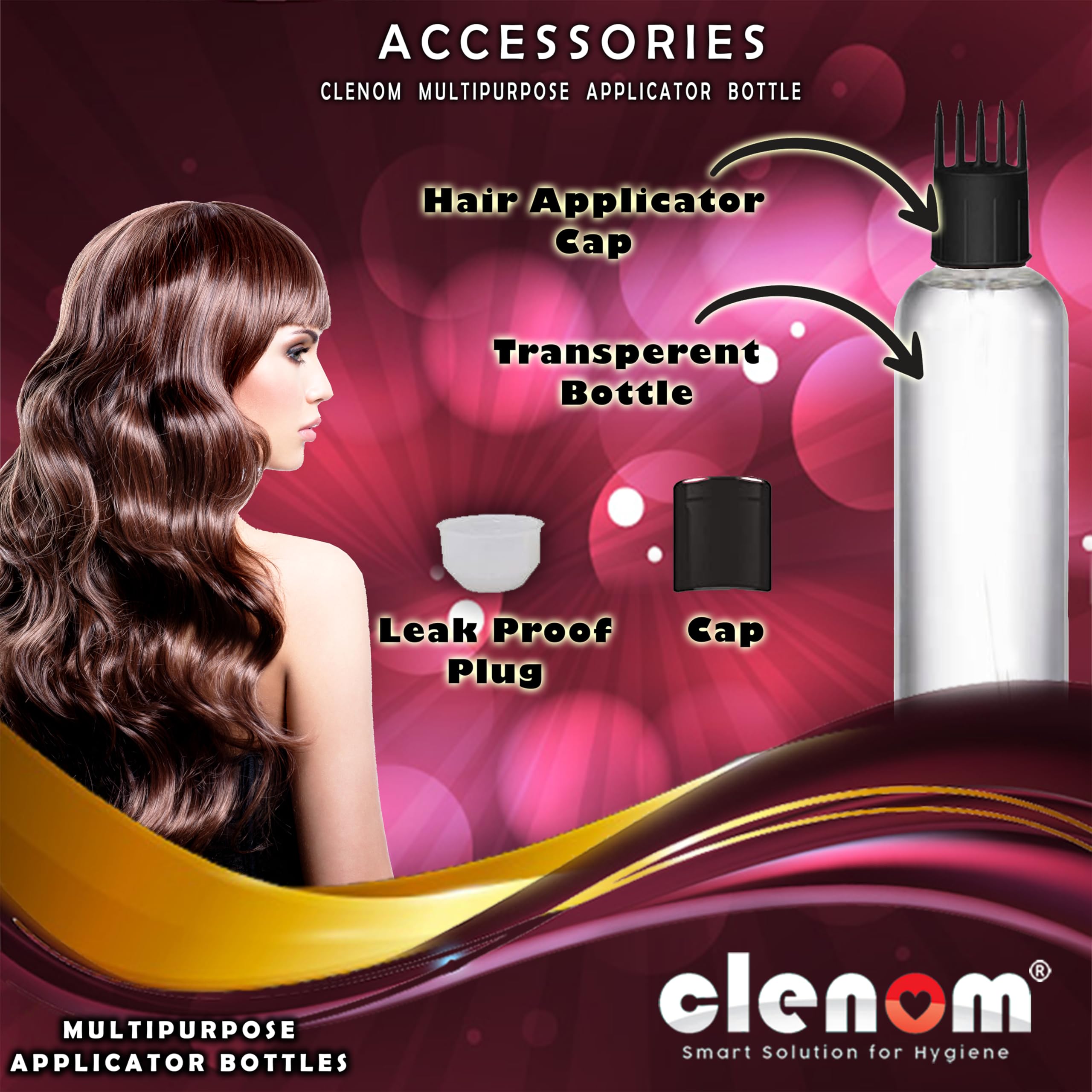 Clenom 100ml Multipurpose Hair Oil Applicator Bottle with Comb Cap - Transparent Scalp Treatment Bottle for Hair Oil, Shampoo & Medicine (Pack of 2) - Perfect for At-Home Hair Care & Salon Treatments