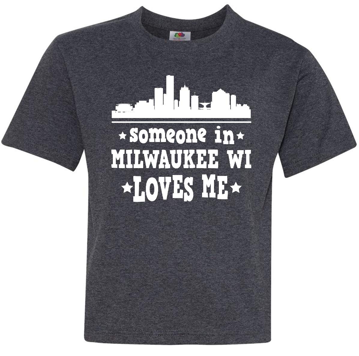 Inktastic Milwaukee Wisconsin Someone Loves Me Youth T-Shirt - Comfortable Kids Graphic Tee for School, Play & Family Outings