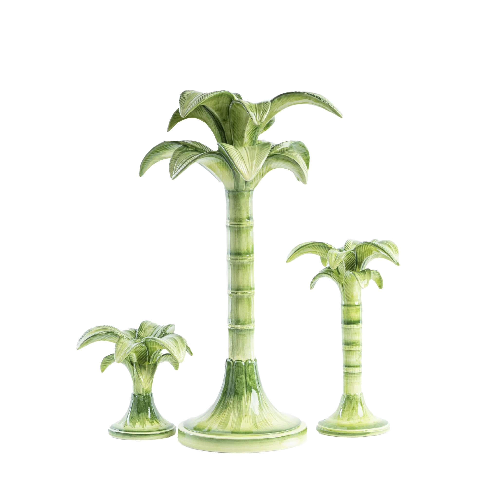 Hand-Painted Green Palm Leaf Candle Holder - Small Decorative Tabletop Candle Stand for Home Decor, Wedding Centerpieces, and Boho Beach Theme Parties