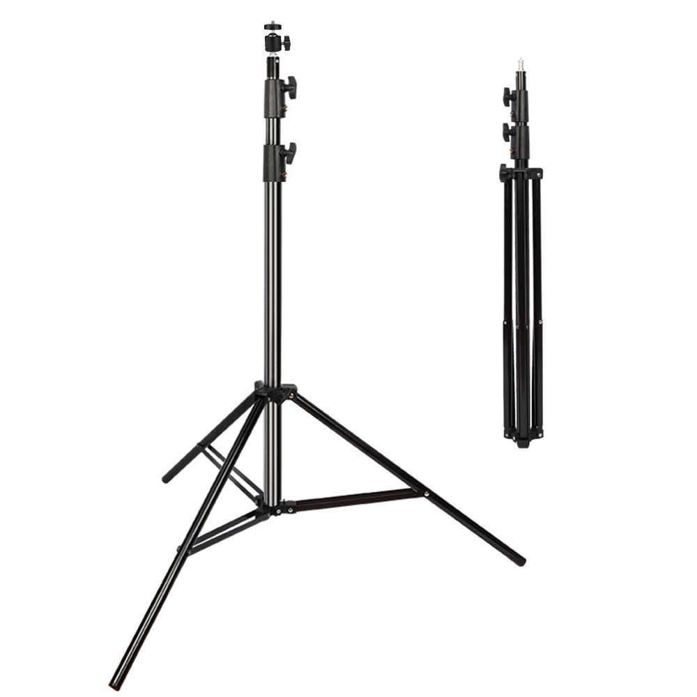 Professional 9.5ft Aluminum Alloy Adjustable Light Stand with Spring Cushion - Heavy Duty Photography Tripod for Speedlights, Ring Lights & Studio Equipment (2 Pack) - Perfect for Photo Studios, YouTube Videos & Portrait Photography