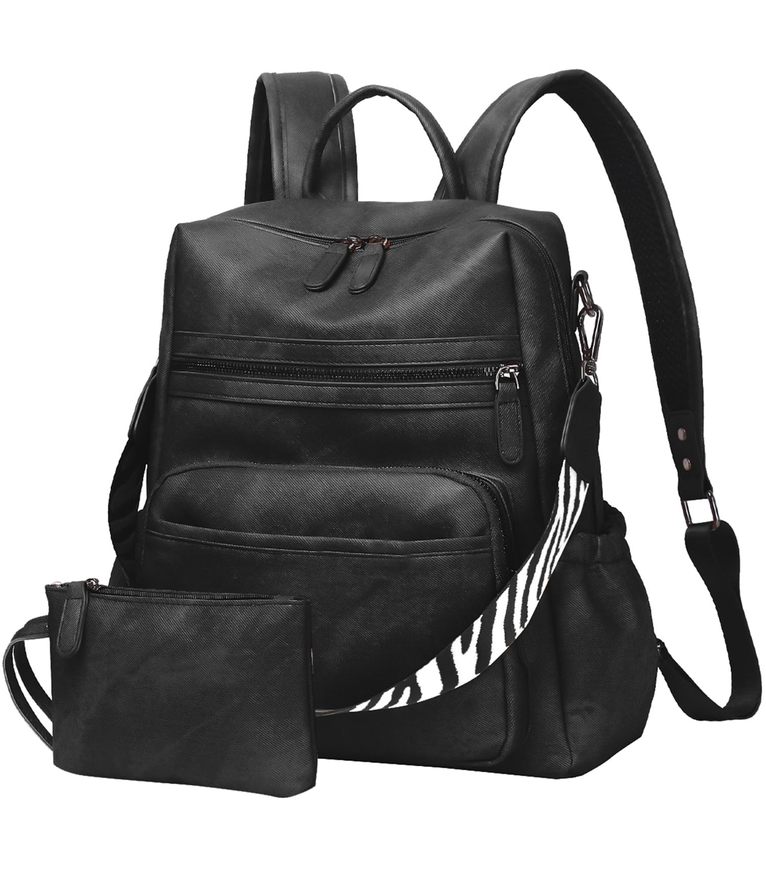 Stylish Women's PU Leather Backpack Purse - Convertible Travel Shoulder Bag & Satchel Handbag 2-Piece Set for Work, College & Weekend Getaways