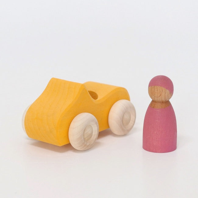 Grimm's Small Yellow Convertible Toy Car for Kids - Perfect for Pretend Play, Gift Ideas & Early Childhood Development