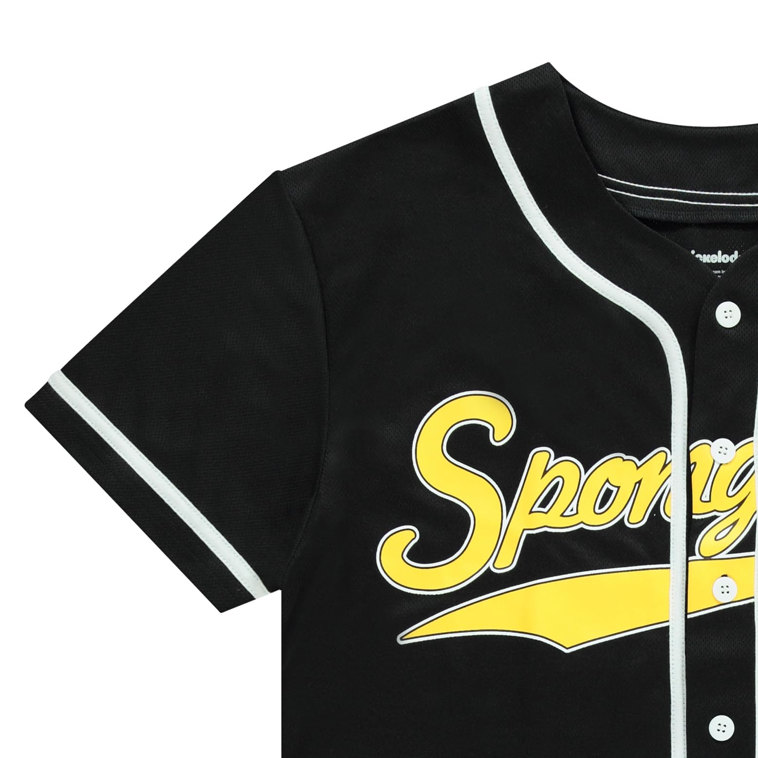 SpongeBob SquarePants Baseball Jersey for Men - Cartoon Character Button Down Shirt (SpongeBob, Patrick, Squidward & Mr. Krabs) - Breathable Mesh Sports Jersey - Perfect for Cosplay, Halloween Costumes & Baseball Games