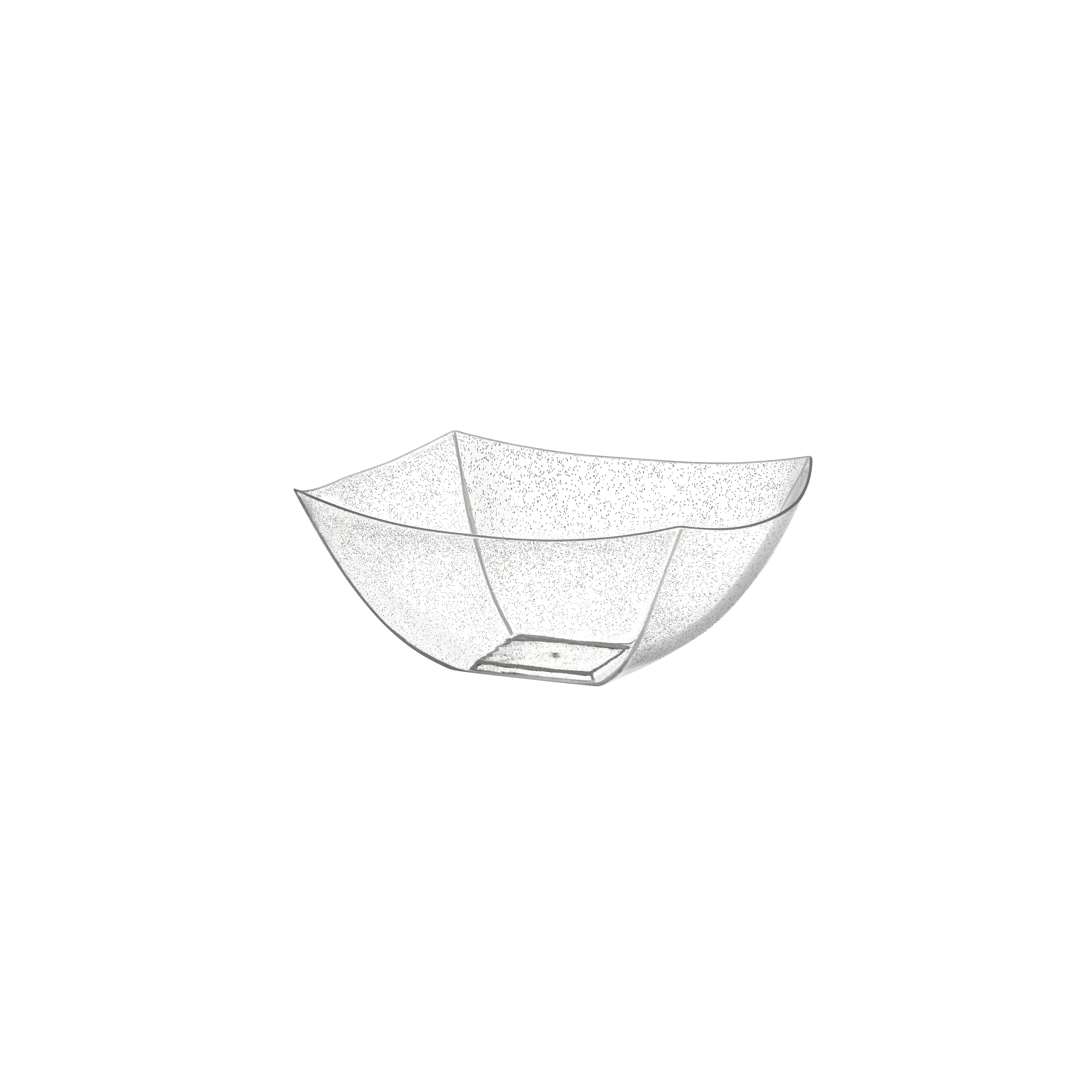 Square Silver Glitter Serving Bowls - Set of 4 | Elegant Party Dessert Bowls for Candy, Snacks, Ice Cream & Entertaining