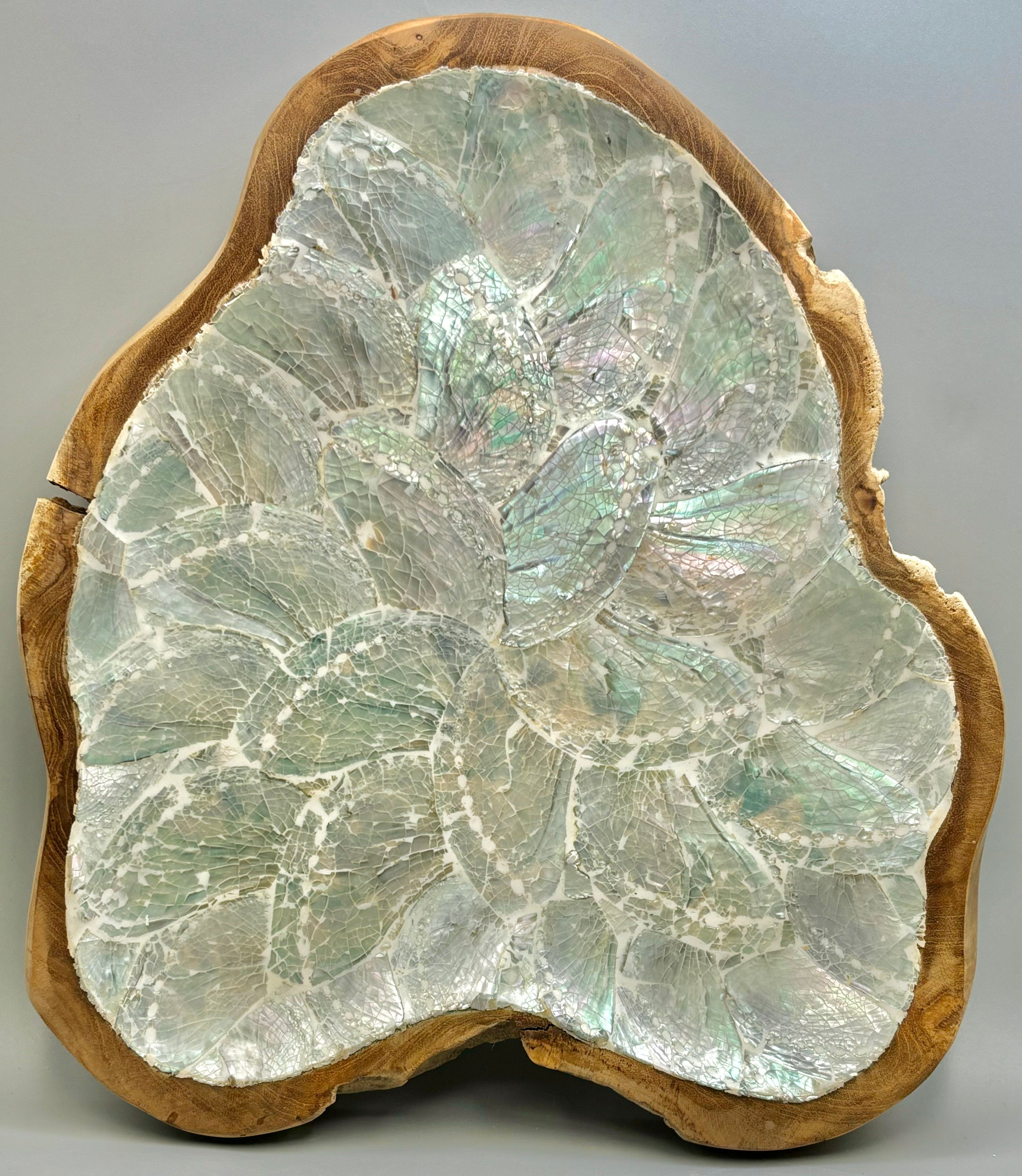 Handcrafted Australian Wood and Shell Serving Dish - Perfect for Charcuterie, Appetizers, and Home Decor