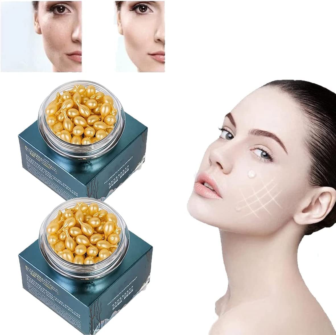 Snake Venom Extract Serum Capsules - Anti-Wrinkle & Anti-Aging Treatment | Fullerene & Sheep Placenta Facial Serum for Skin Brightening, Hydration & Firming (2-Pack) - Perfect for Night Routine & Mature Skin Care