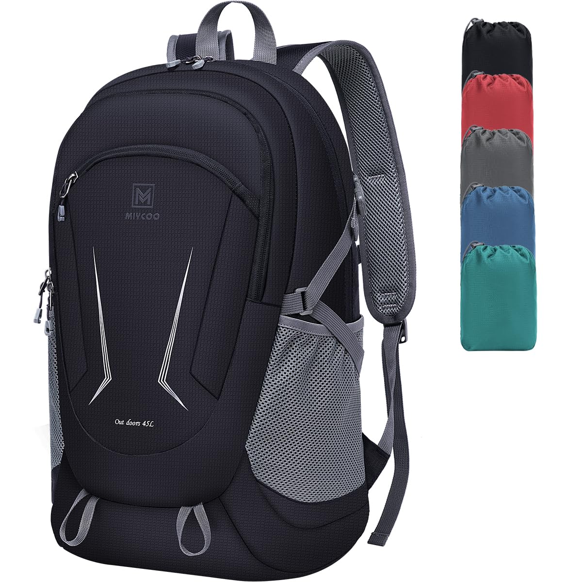 MIYCOO Ultra Lightweight 45L Packable Backpack - Waterproof Foldable Hiking Daypack for Travel, Camping & Outdoor Adventures - Perfect for Men & Women (Black)