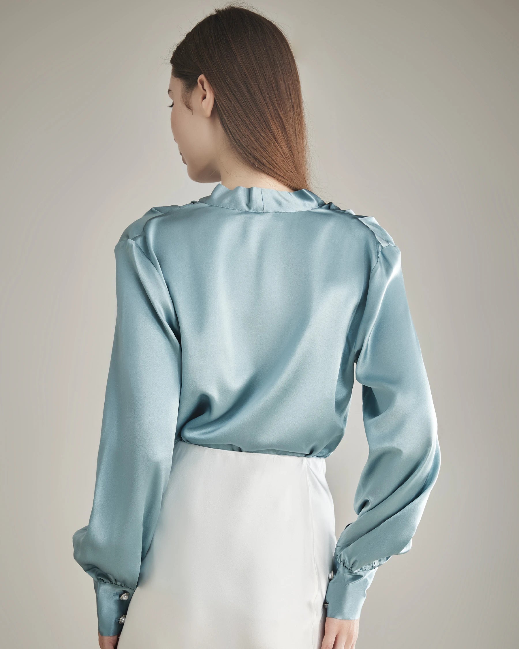 Elegant Women's Rhinestone Buttons Silk Blouse - Formal & Party Wear for Office, Dinner & Special Occasions