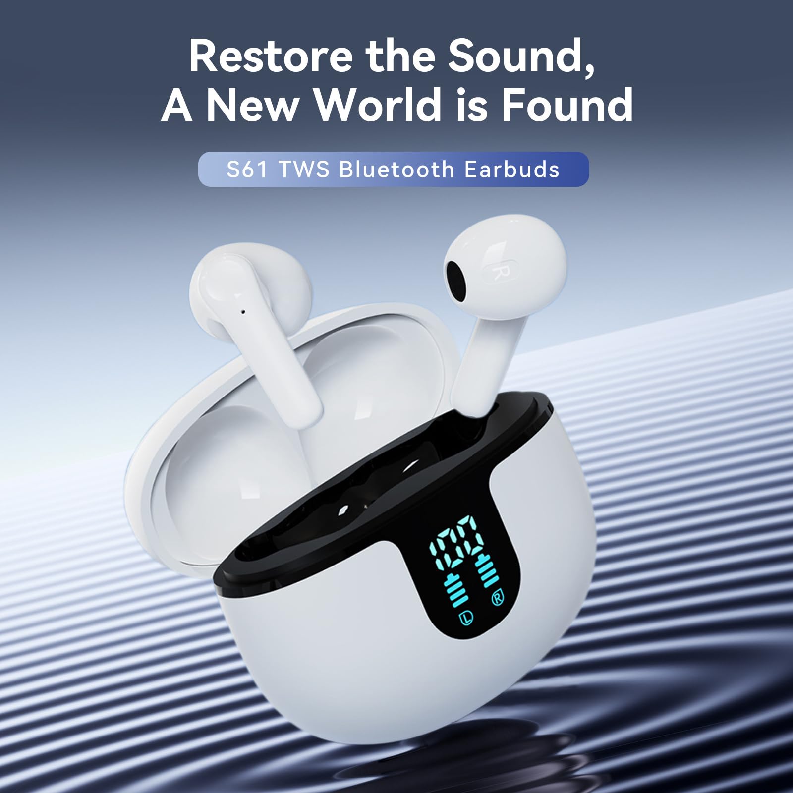 Premium Wireless Earbuds with HiFi Stereo Sound, Active Noise Cancelling & Built-in Mic | Touch Control, Fast Type-C Charging, IPX7 Waterproof Bluetooth Earphones | LED Power Display | Perfect for Gym, Running, Workouts & Office Use