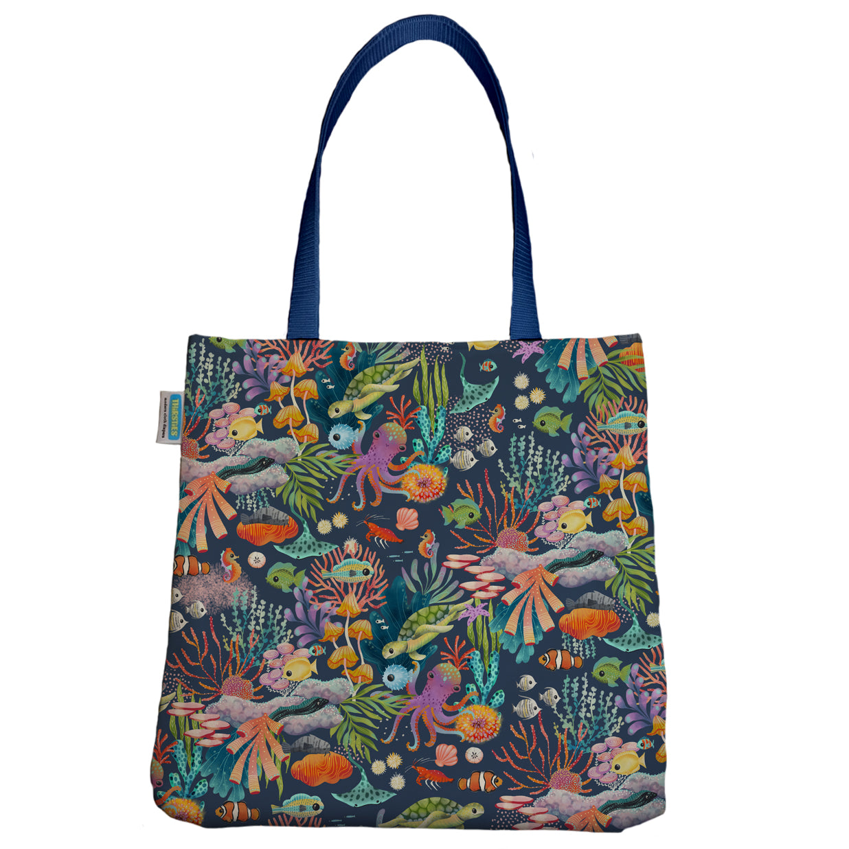 Thirsties Simple Tote Bag - Reusable Grocery Shopping Bag with Pockets | Eco-Friendly Cotton Tote for Groceries, Beach, Work & Travel