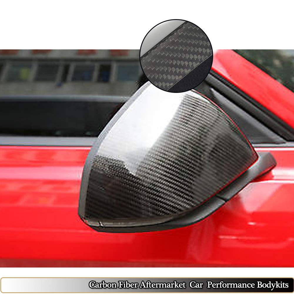 MCARCAR Carbon Fiber Mirror Cover for Ford Mustang GT 2015-2019 | Side Rearview Mirror Caps with Turn Signal Hole | Exterior Upgrade for Coupe & Convertible Models | Durable CF Shell for Enhanced Style & Protection (Perfect for Car Shows & Daily Driving)
