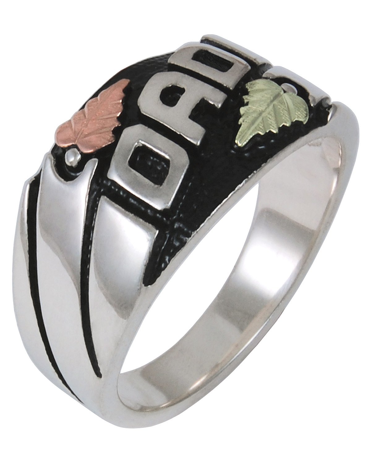 Antiqued Black Hills Gold Motif Ring for Men - Sterling Silver, 12k Green Gold & 12k Rose Gold - Perfect for Weddings, Anniversaries & Special Occasions