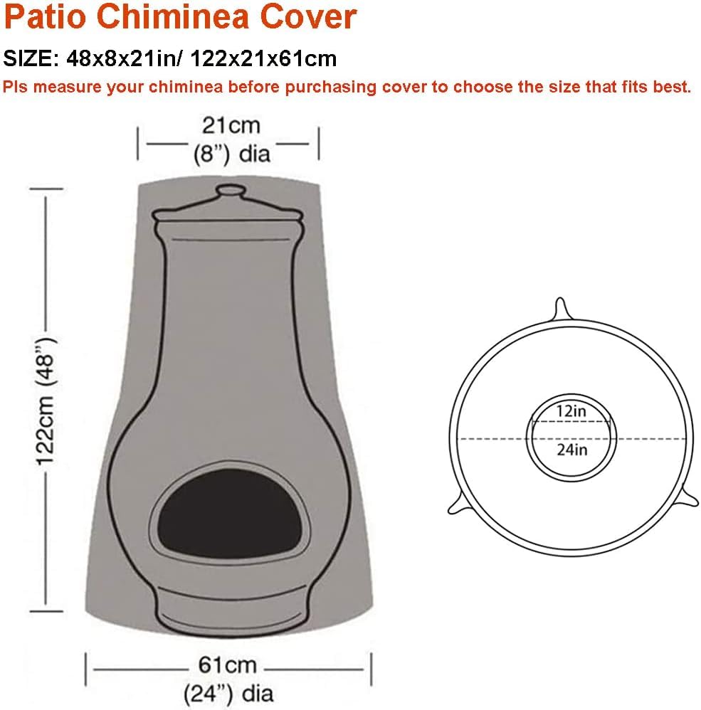 Waterproof Fire Pit Cover for Outdoor Patio - Heavy Duty Protective Chiminea Heater Cover (Black) | Weatherproof & UV Resistant for Backyard, Garden, and Camping Use