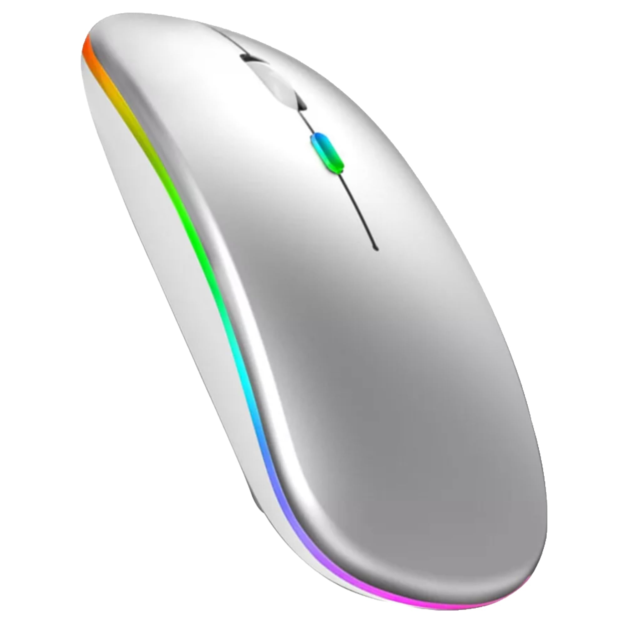 SANNOXY Slim 2.4G Wireless Mouse with Nano Receiver - Ergonomic Silent Click Computer Mouse for Laptop, PC, Mac - Portable Silver Mouse for Office, Home, Travel & Gaming