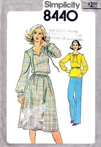 Vintage 1970s Simplicity 8440 Ladies Pullover Top, Pants & Skirt Sewing Pattern - No Envelope - DIY Retro Fashion for Costume Parties & Historical Reenactments