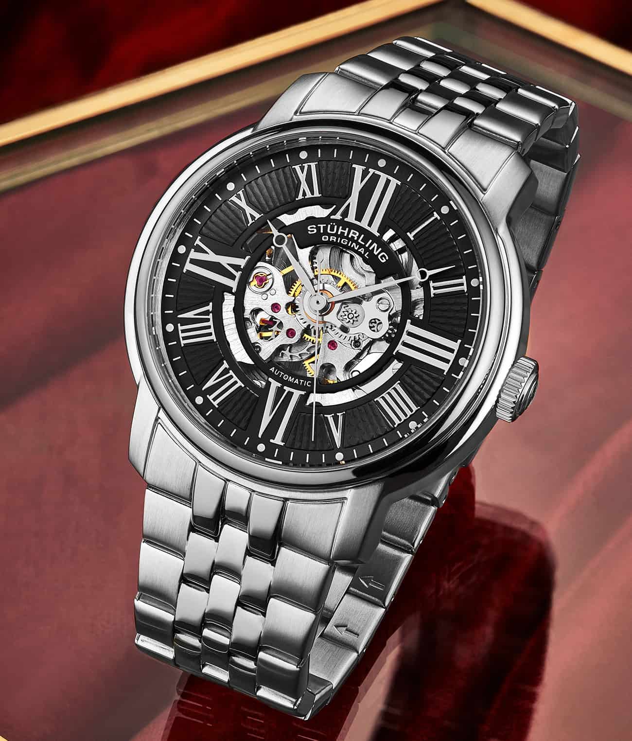 Atrium 4031 Automatic 42mm Skeleton Watch for Men - Luxury Stainless Steel Mechanical Timepiece - Perfect for Business, Formal Events & Everyday Wear