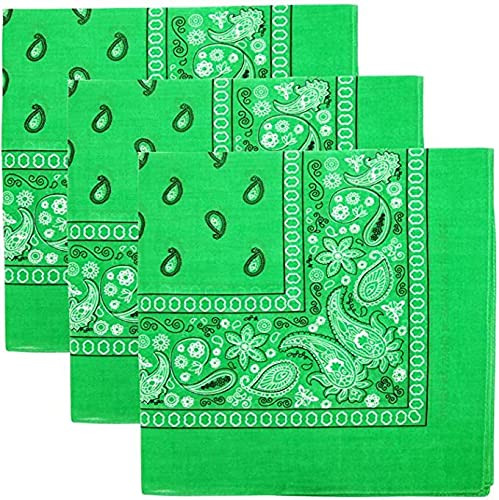 Premium Cotton Paisley Bandanas - Lime Green (Pack of 120) | Fashion Accessories, Headwear, Hair Scarves for Women & Men | Perfect for Outdoor Activities, Concerts, Sports Events and DIY Crafts