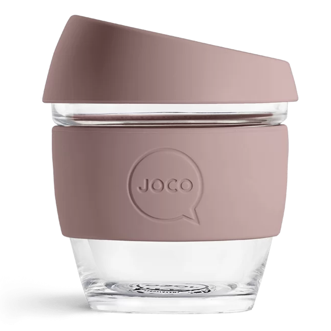 JOCO Small Glass Coffee Cup 8oz (235ml) - Dune Taupe - Perfect for Espresso, Latte & Tea at Home or Office