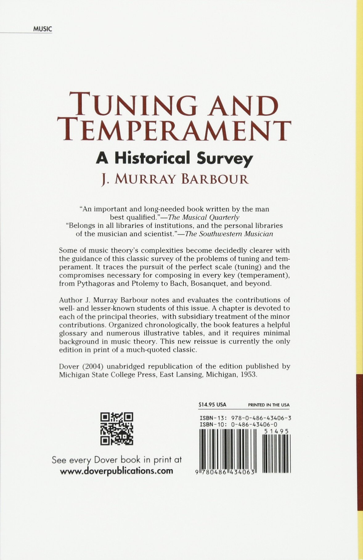 Tuning and Temperament: A Historical Survey - Dover Books on Music History | Perfect for Music Scholars, Historians & Piano Tuners