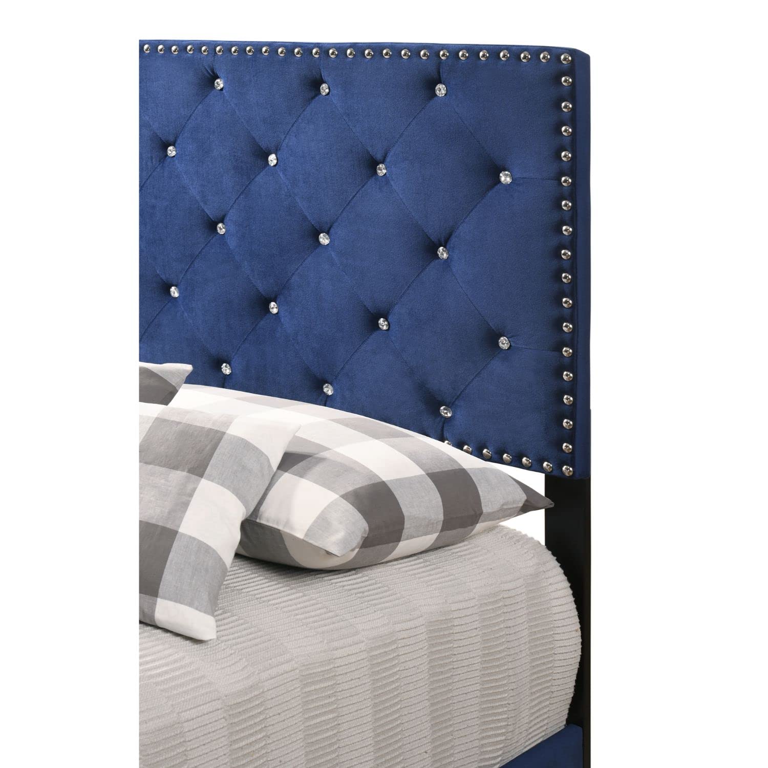 Modern Navy Blue Twin Panel Bed - Stylish Indoor Bedroom Furniture for Small Spaces | Perfect for Kids' Rooms, Guest Bedrooms & Studio Apartments