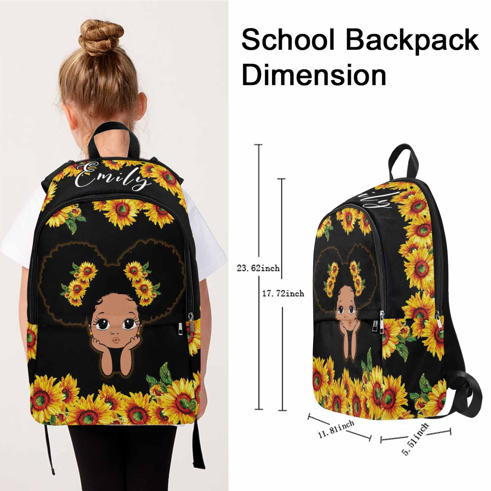 Personalized Name Backpack for Kids - Sunflower Themed Unisex School Bookbag for Boys & Girls | Perfect for School, Travel & Daily Use