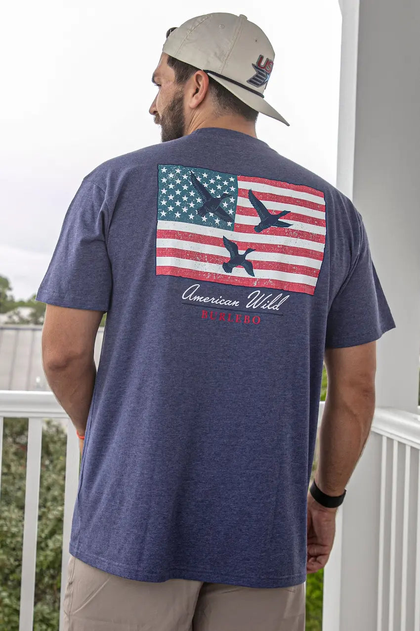 American Wild Short Sleeve T-Shirt for Men - Comfortable Cotton Casual Tee for Outdoor Adventures, Travel & Everyday Wear