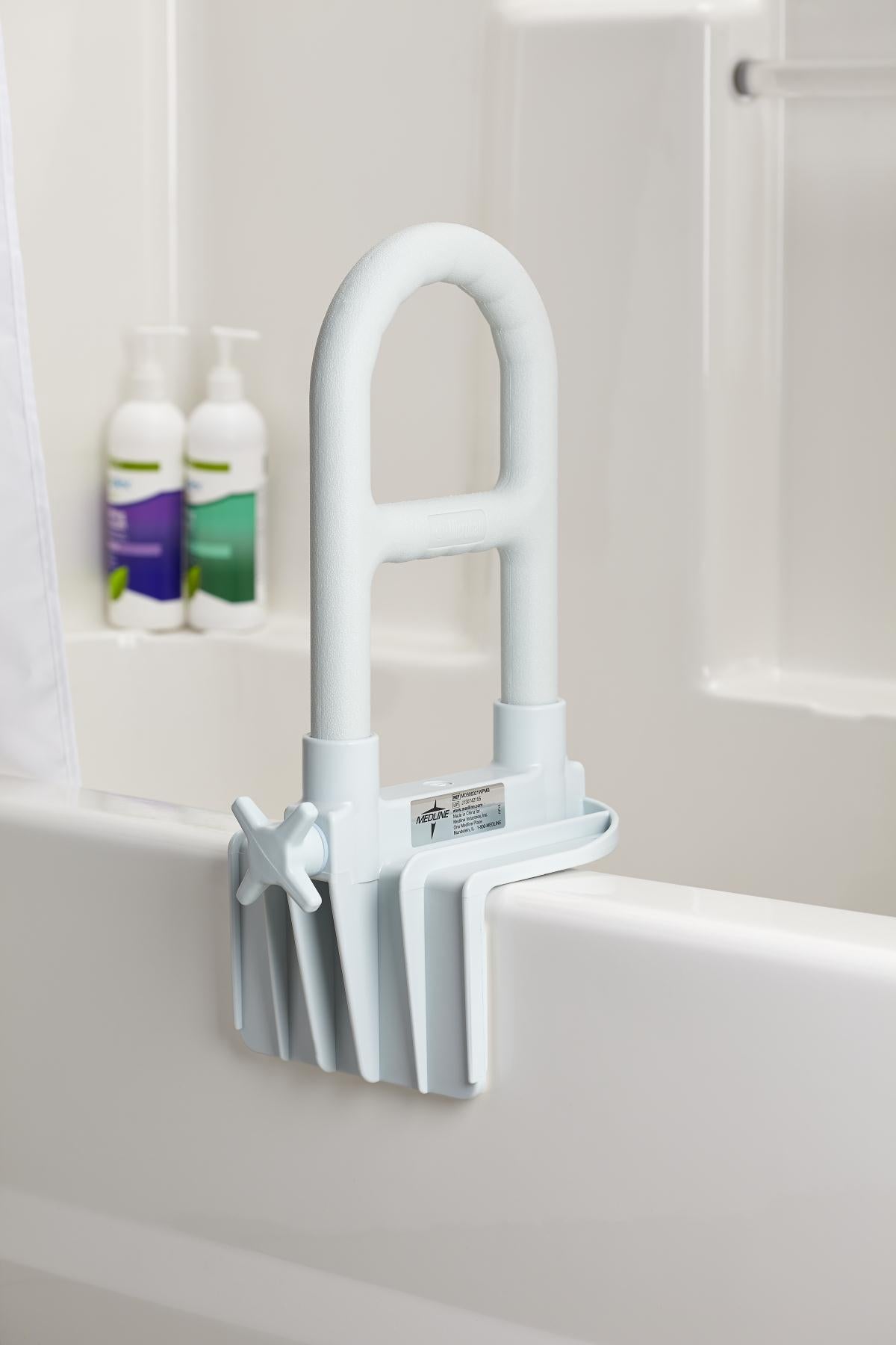 Medline Deluxe Bathtub Grab Bars with Microban - Non-Slip Safety Handles for Elderly & Disabled - Ideal for Bathroom, Shower & Wet Areas