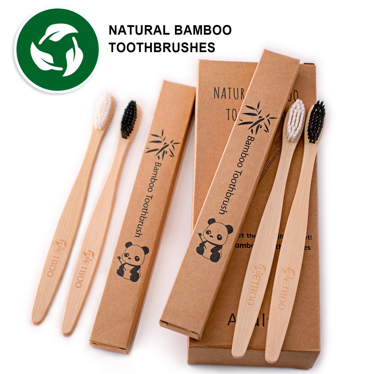 **Eco-Friendly Bamboo Toothbrushes for Adults - Medium Bristles, 20-Pack Family Bulk Set | Natural Organic Wooden Handle with Charcoal Infusion | Black & White | Ideal for Travel, Home & Zero-Waste Lifestyle**