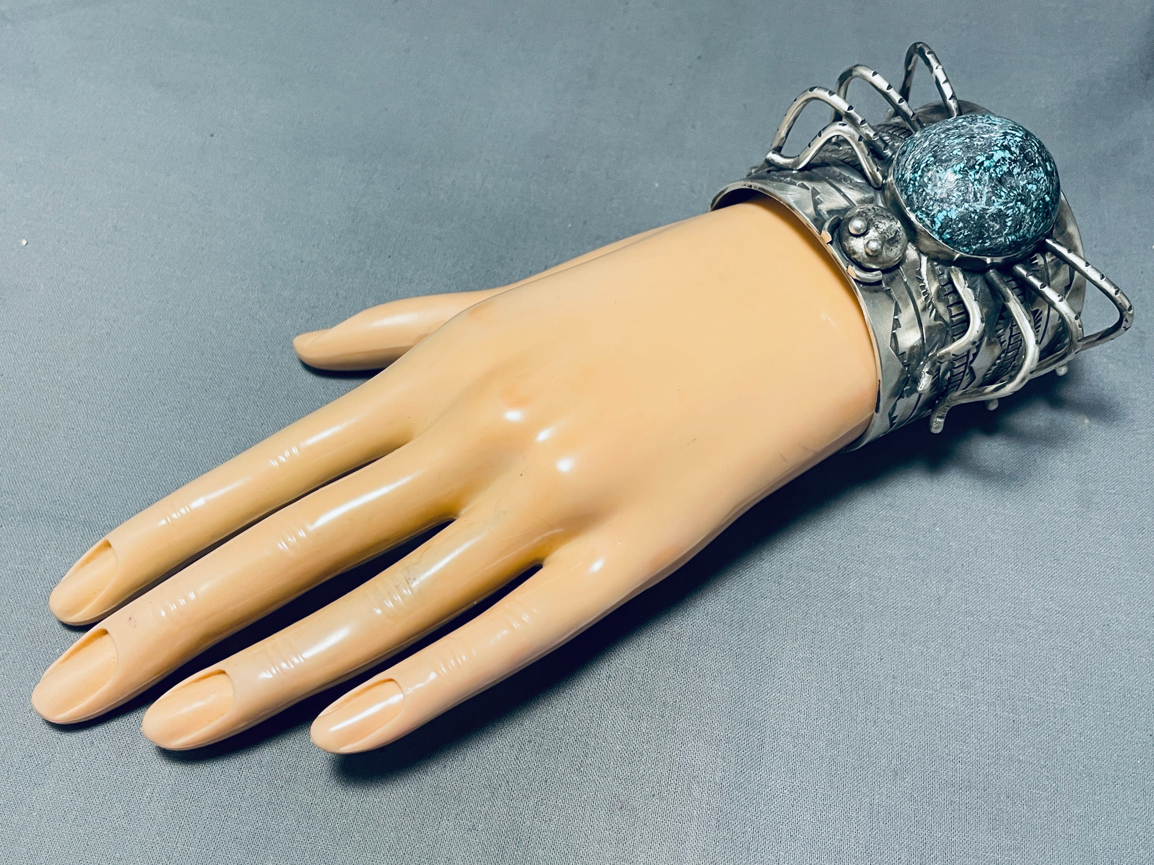 Authentic 181g Navajo Sterling Silver Bracelet with Genuine Spider Turquoise | Handmade Native American Jewelry for Women | Perfect for Boho, Western & Gift Occasions