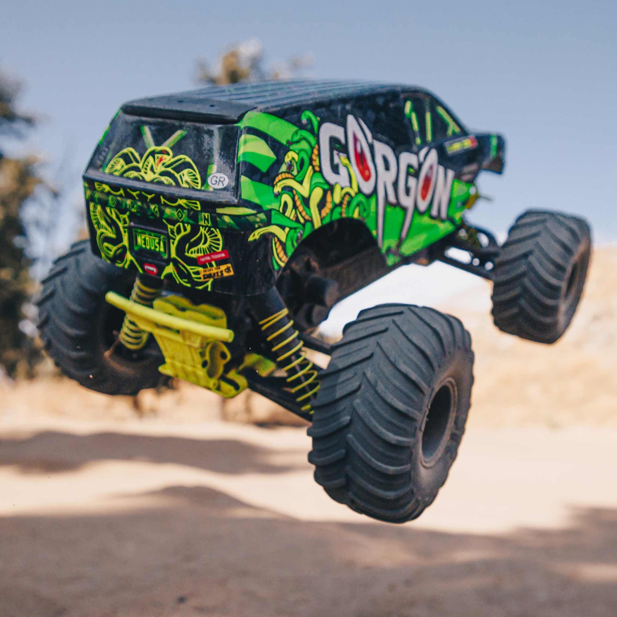 ARRMA Gorgon 1/10 Scale 2WD Monster Truck RTR (Ready-to-Run) with Battery & Charger - Smart 3300 7C S120 USB - Yellow ARA3230ST1 - Perfect for Off-Road Bashing, Backyard Racing & RC Hobby Enthusiasts